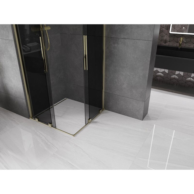 Mexen Velar Duo sliding shower cabin 90 x 90 cm, graphite, gold - 871-090-090-42-50