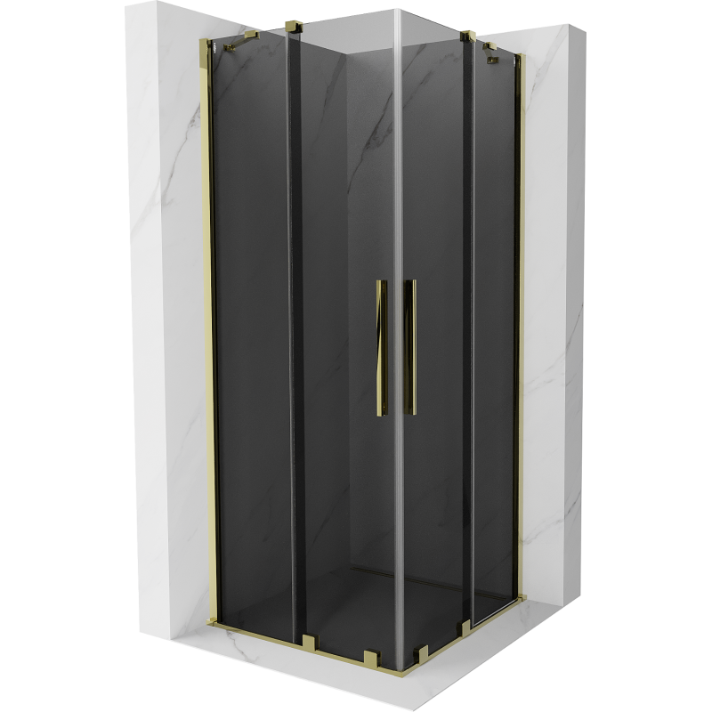 Mexen Velar Duo sliding shower cabin 90 x 90 cm, graphite, gold - 871-090-090-42-50