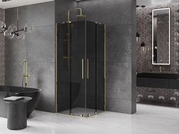 Mexen Velar Duo sliding shower cabin 80 x 80 cm, graphite, gold - 871-080-080-42-50