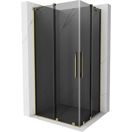 Mexen Velar Duo sliding shower enclosure 90 x 80 cm, graphite, gold - 871-090-080-42-50