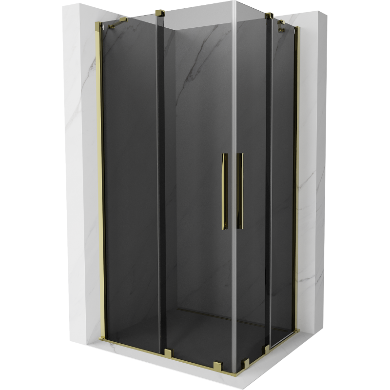 Mexen Velar Duo sliding shower cabin 100 x 90 cm, graphite, gold - 871-100-090-42-50