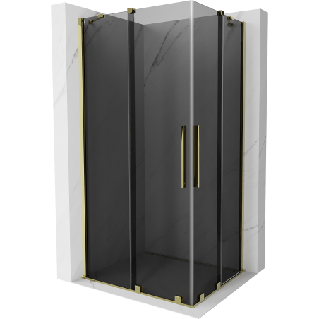 Mexen Velar Duo sliding shower cabin 100 x 90 cm, graphite, gold - 871-100-090-42-50
