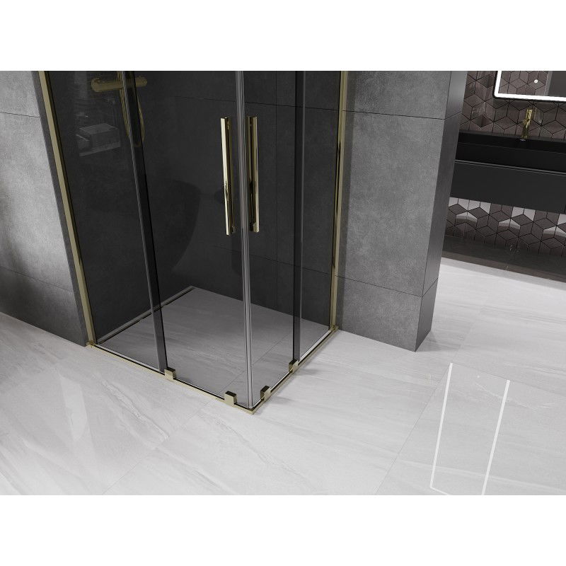Mexen Velar Duo sliding shower cabin 100 x 90 cm, graphite, gold - 871-100-090-42-50