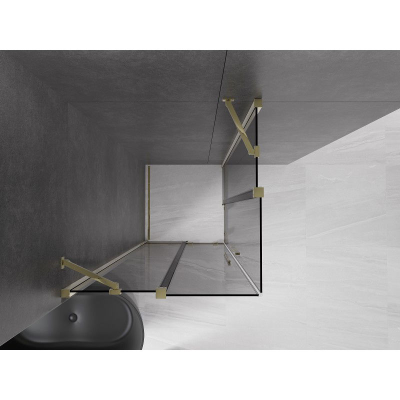 Mexen Velar Duo sliding shower cabin 100 x 100 cm, graphite, gold - 871-100-100-42-50