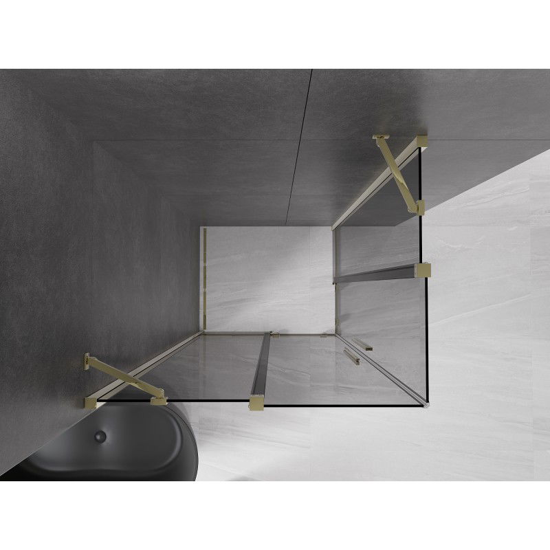 Mexen Velar Duo sliding shower cabin 100 x 90 cm, graphite, gold - 871-100-090-42-50