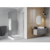 Mexen Rio square shower enclosure 90 x 90 cm, white stripes, chrome + Rio tray, white - 860-090-090-01-20-4510