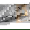 Mexen Rio square shower cabin 90 x 90 cm, white stripes, chrome + tray, white - 860-090-090-01-20-4510