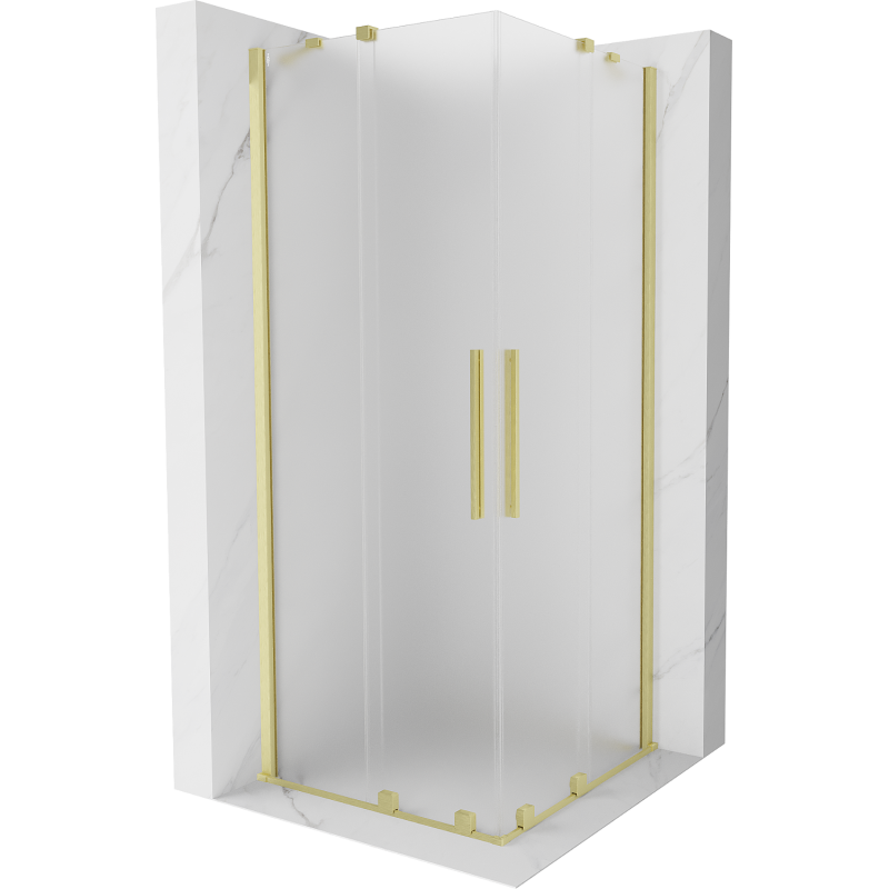 Mexen Velar Duo sliding shower enclosure 80 x 80 cm, frost, brushed gold - 871-080-080-32-55