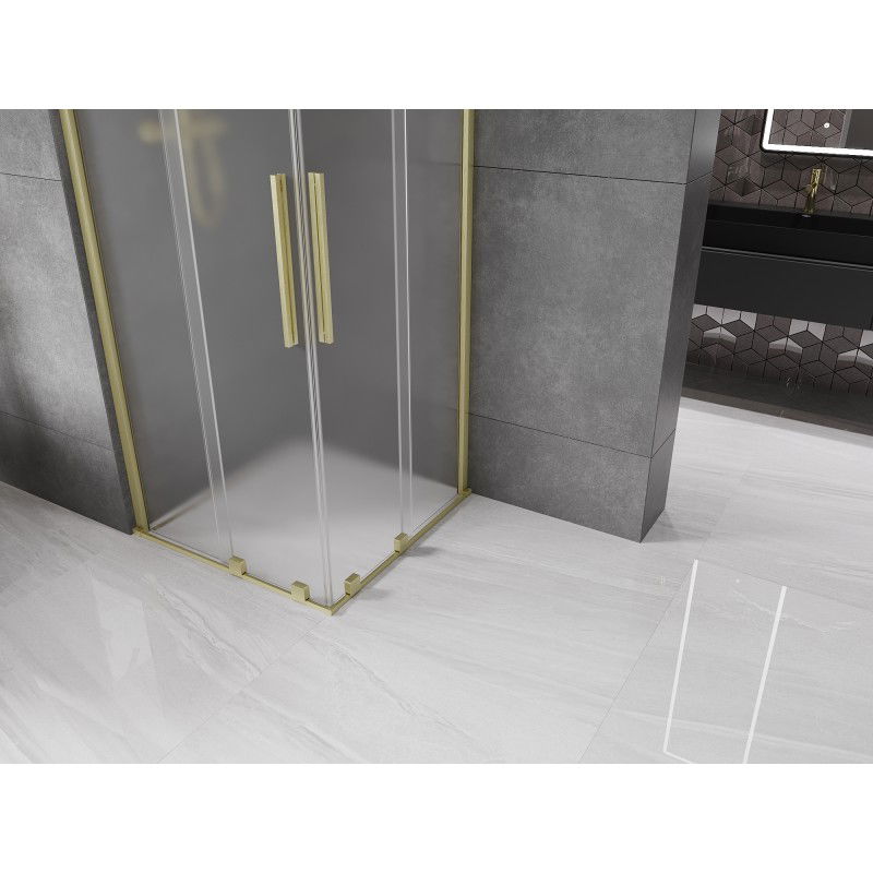 Mexen Velar Duo sliding shower cabin 80 x 80 cm, frosted, brushed gold - 871-080-080-32-55