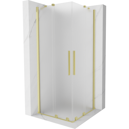 Mexen Velar Duo Sliding Shower Enclosure 100 x 100 cm, Frosted, Brushed Gold - 871-100-100-32-55