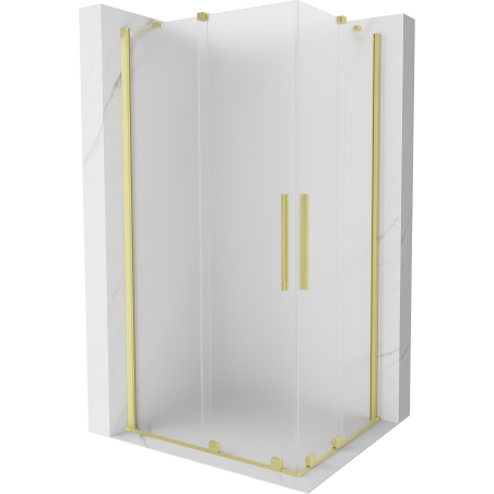 Mexen Velar Duo sliding shower enclosure 90 x 80 cm, frost, brushed gold - 871-090-080-32-55