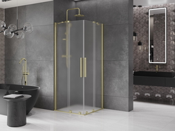 Mexen Velar Duo sliding shower enclosure 90 x 90 cm, frost, brushed gold - 871-090-090-32-55