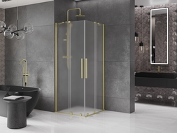 Mexen Velar Duo Sliding Shower Enclosure 100 x 100 cm, Frosted, Brushed Gold - 871-100-100-32-55