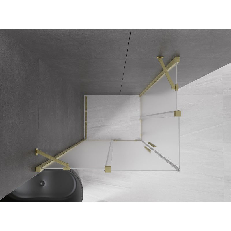 Mexen Velar Duo sliding shower cabin 100 x 90 cm, frosted, brushed gold - 871-100-090-32-55
