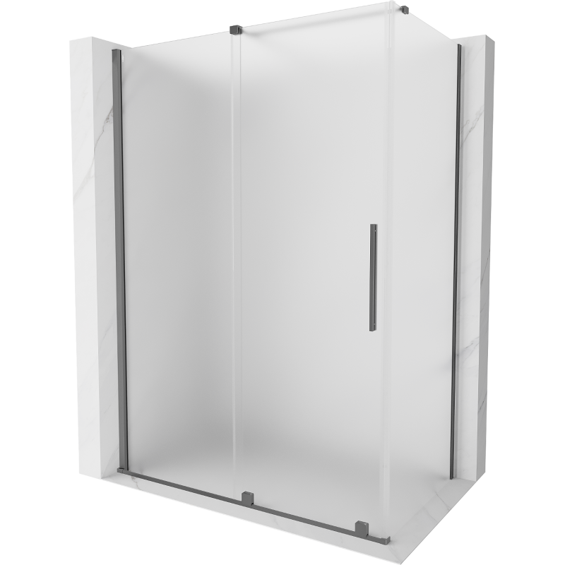 Mexen Velar sliding shower enclosure 140 x 70 cm, frost, gun metal - 871-140-070-31-95