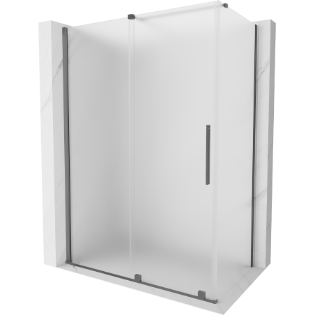 Mexen Velar Sliding Shower Cabin 140 x 75 cm, Frosted, Gun Metal - 871-140-075-31-95