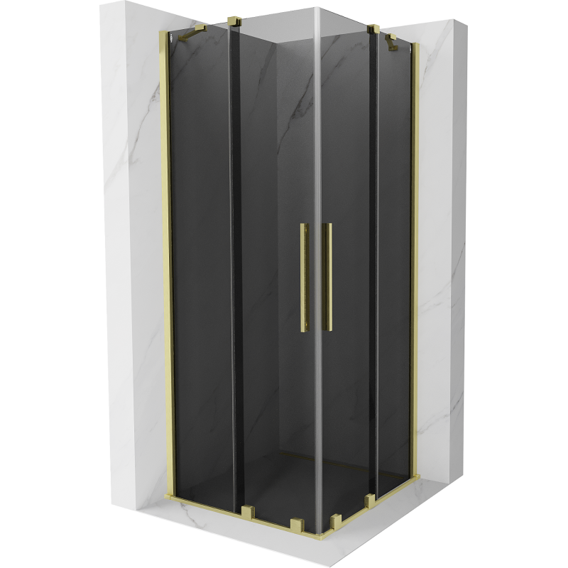 Mexen Velar Duo sliding shower enclosure 80 x 80 cm, graphite, brushed gold - 871-080-080-42-55