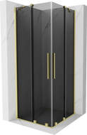 Mexen Velar Duo sliding shower enclosure 80 x 80 cm, graphite, brushed gold - 871-080-080-42-55