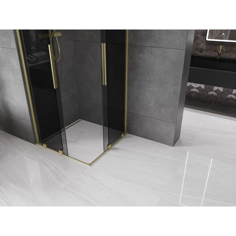 Mexen Velar Duo Sliding Shower Cabin 90 x 90 cm, Graphite, Brushed Gold - 871-090-090-42-55