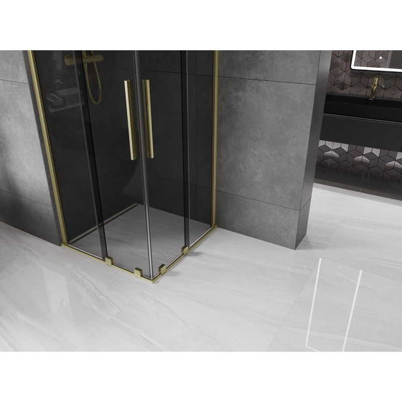 Mexen Velar Duo sliding shower enclosure 80 x 80 cm, graphite, brushed gold - 871-080-080-42-55