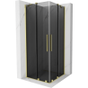 Mexen Velar Duo sliding shower cabin 100 x 100 cm, graphite, brushed gold - 871-100-100-42-55