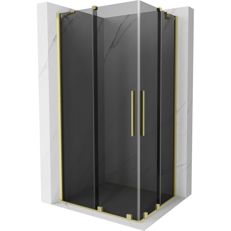 Mexen Velar Duo sliding shower enclosure 100 x 90 cm, graphite, brushed gold - 871-100-090-42-55