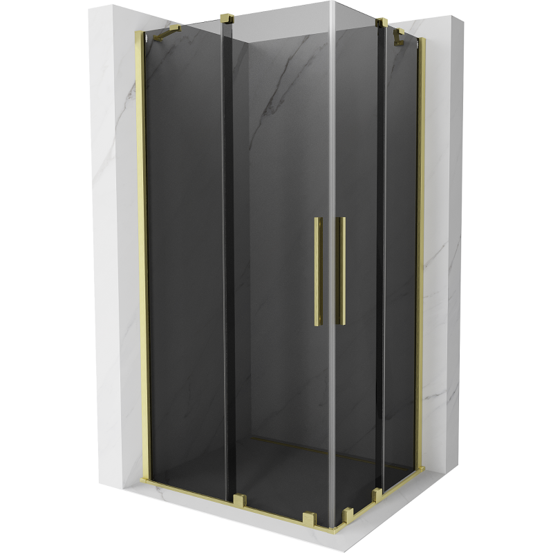 Mexen Velar Duo sliding shower cabin 90 x 80 cm, graphite, brushed gold - 871-090-080-42-55