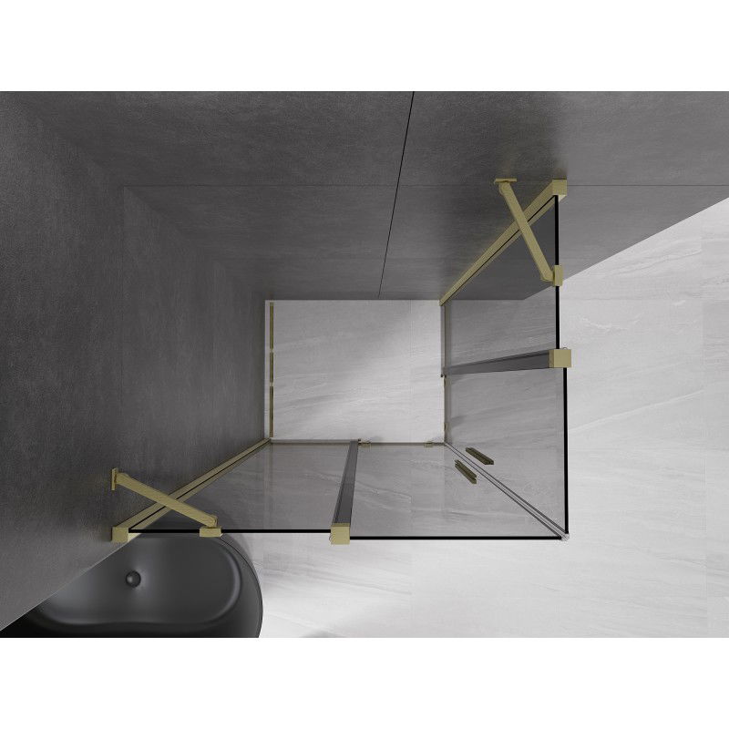 Mexen Velar Duo sliding shower cabin 90 x 80 cm, graphite, brushed gold - 871-090-080-42-55