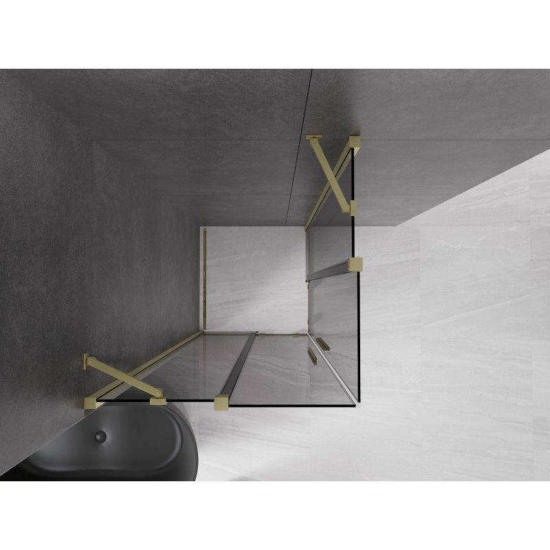 Mexen Velar Duo sliding shower enclosure 80 x 80 cm, graphite, brushed gold - 871-080-080-42-55