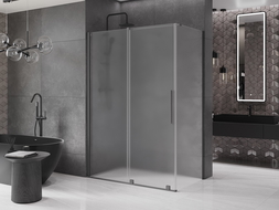Mexen Velar sliding shower enclosure 150 x 85 cm, frost, gun metal - 871-150-085-31-95
