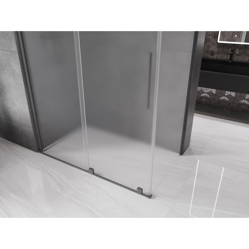Mexen Velar sliding shower enclosure 150 x 85 cm, frost, gun metal - 871-150-085-31-95