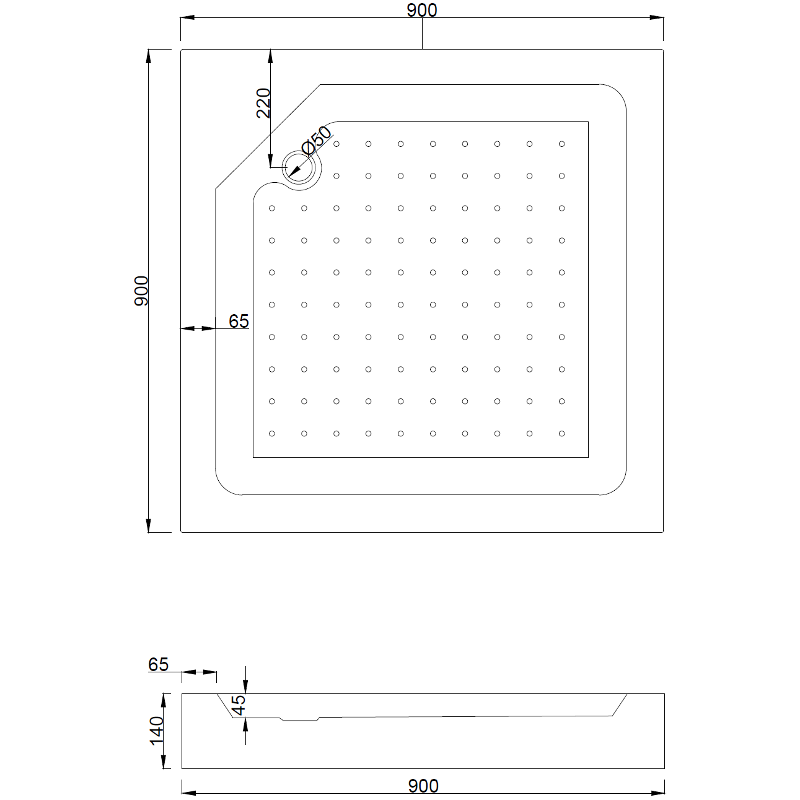 Mexen Rio square shower cabin 90 x 90 cm, frosted, chrome + shower tray, white - 860-090-090-01-30-4510