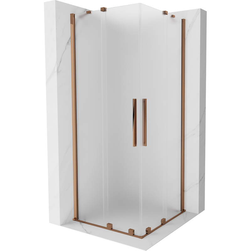 Mexen Velar Duo sliding shower cabin 90 x 90 cm, frost, rose gold - 871-090-090-32-60