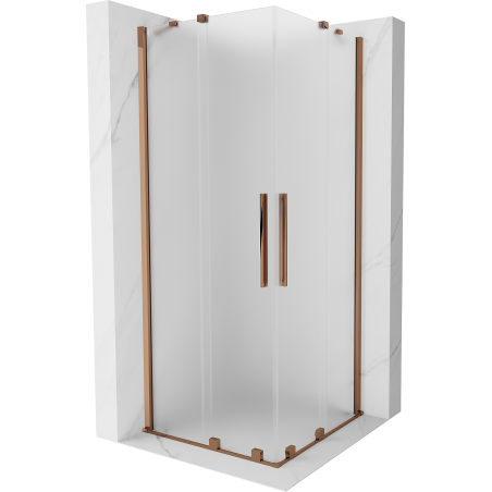Mexen Velar Duo sliding shower cabin 90 x 90 cm, frost, rose gold - 871-090-090-32-60