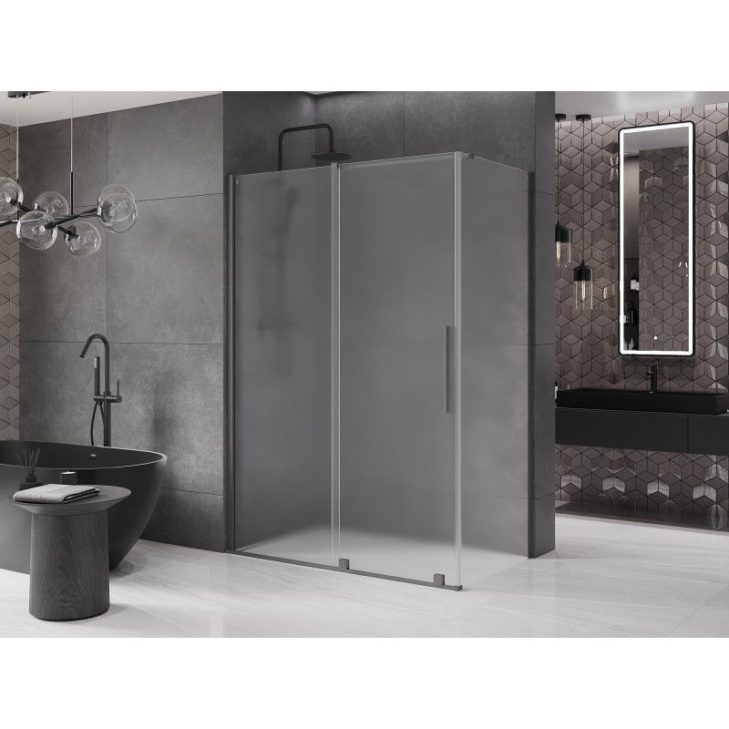 Mexen Velar sliding shower cabin 160 x 80 cm, frosted, gun metal - 871-160-080-31-95