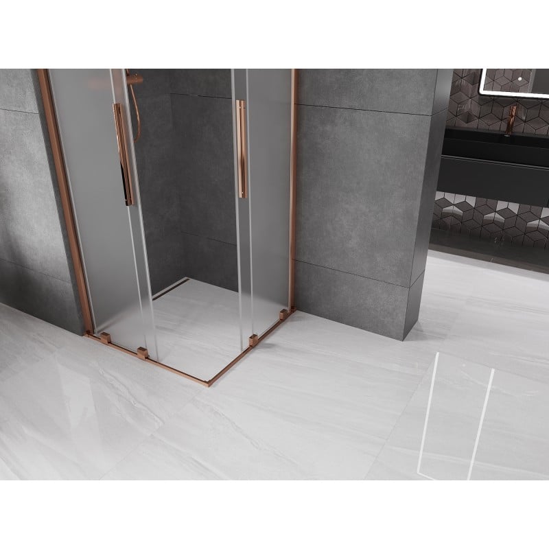 Mexen Velar Duo sliding shower cabin 100 x 100 cm, frost, rose gold - 871-100-100-32-60