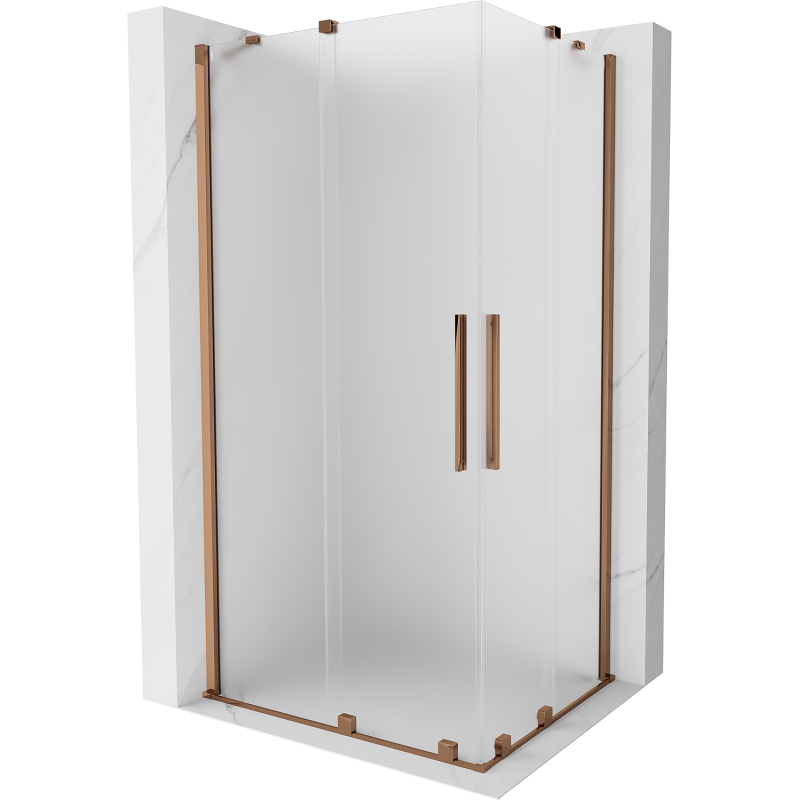 Mexen Velar Duo sliding shower enclosure 90 x 80 cm, frosted, rose gold - 871-090-080-32-60