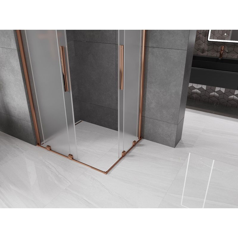 Mexen Velar Duo sliding shower cabin 100 x 90 cm, frost, rose gold - 871-100-090-32-60