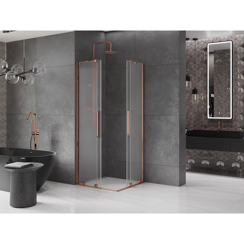 Mexen Velar Duo sliding shower cabin 80 x 80 cm, frost, rose gold - 871-080-080-32-60