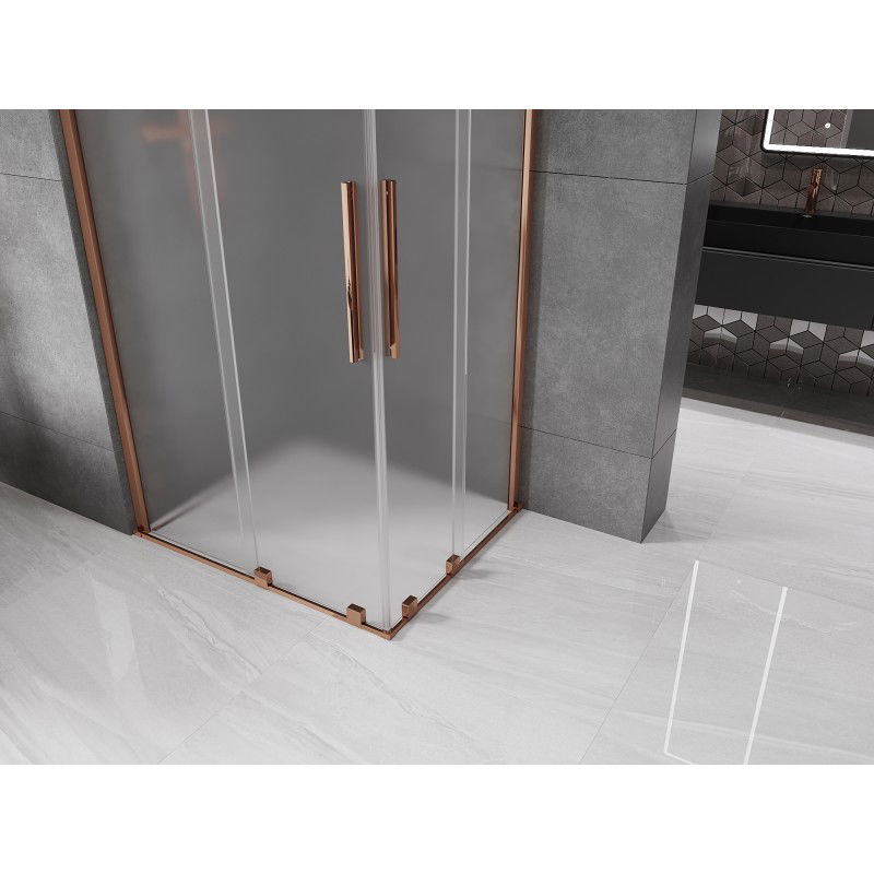Mexen Velar Duo sliding shower cabin 100 x 90 cm, frost, rose gold - 871-100-090-32-60