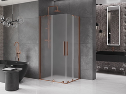 Mexen Velar Duo Sliding Shower Enclosure 100 x 90 cm, Frosted, Rose Gold - 871-100-090-32-60