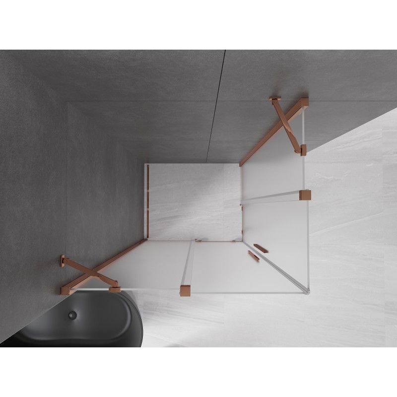 Mexen Velar Duo sliding shower enclosure 90 x 80 cm, frosted, rose gold - 871-090-080-32-60