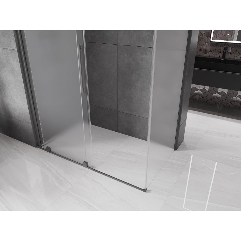 Mexen Velar sliding shower cubicle 160 x 90 cm, frost, gun metal - 871-160-090-31-95