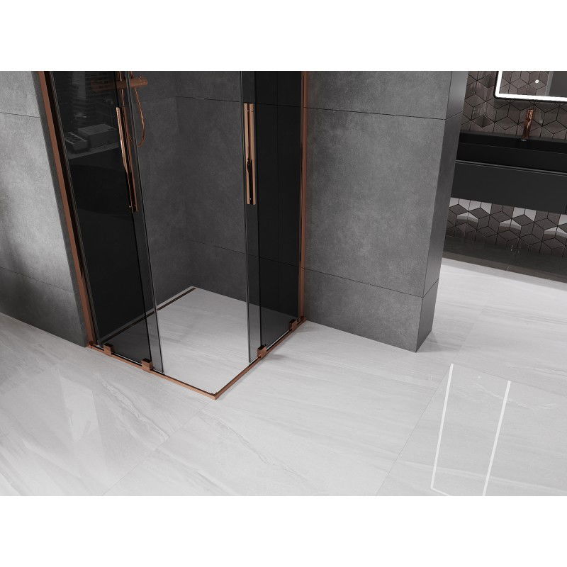 Mexen Velar Duo sliding shower enclosure 90 x 90 cm, graphite, rose gold - 871-090-090-42-60