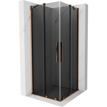 Mexen Velar Duo sliding shower cabin 80 x 80 cm, graphite, rose gold - 871-080-080-42-60