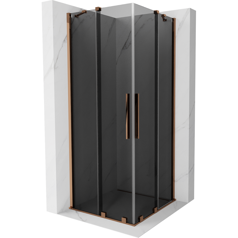 Mexen Velar Duo shower enclosure sliding 100 x 100 cm, graphite, rose gold - 871-100-100-42-60