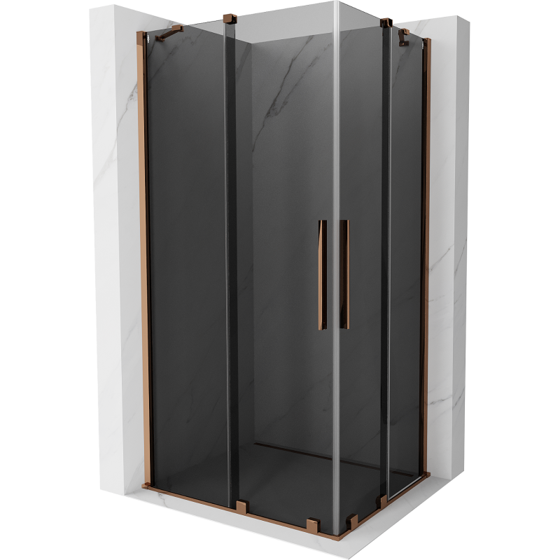 Mexen Velar Duo sliding shower cabin 90 x 80 cm, graphite, rose gold - 871-090-080-42-60