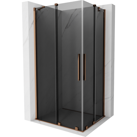 Mexen Velar Duo sliding shower cabin 90 x 80 cm, graphite, rose gold - 871-090-080-42-60