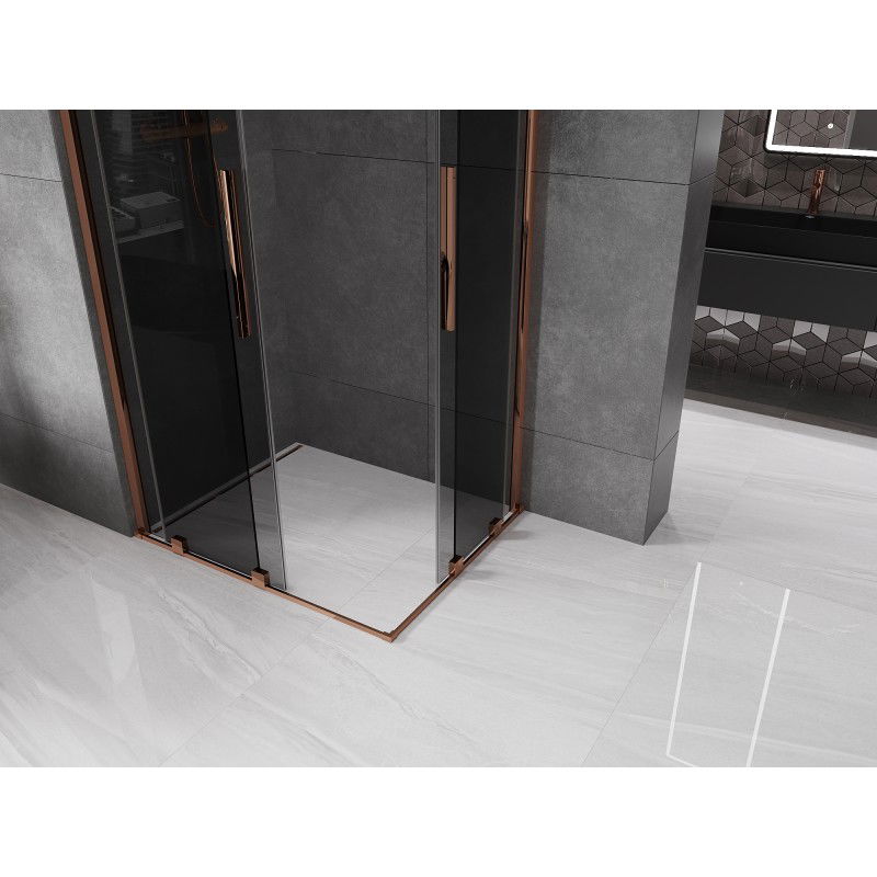 Mexen Velar Duo sliding shower cabin 90 x 80 cm, graphite, rose gold - 871-090-080-42-60