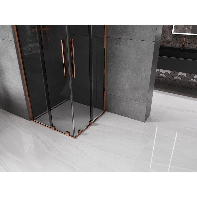 Mexen Velar Duo sliding shower cabin 100 x 100 cm, graphite, rose gold - 871-100-100-42-60